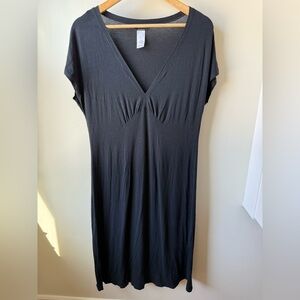 HANRO SWITZERLAND Black Midi Dress Comfy Minimalist Luxury Bamboo Simple M